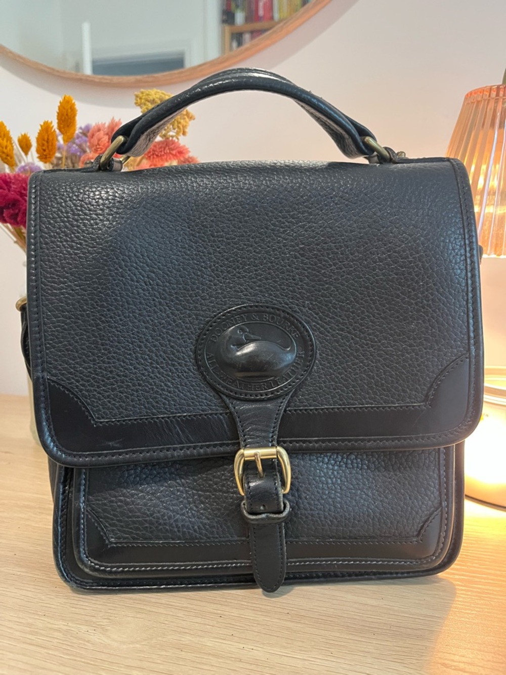 Vintage Dooney & Bourke Black Leather Top-Handle Cross Body Purse